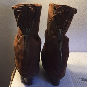 Buckle Shoes - Brown Buckle Wedge Boots with Cute Zipper Design Buckle Shoes - Brown Buckle Wedge Boots with Cute Zipper Design